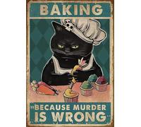 YAASIMOULE Affiche murale décoration d'intérieur drôle de chat noir avec cuisson parce que le meurtre est mal un tatoué 6