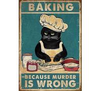 YAASIMOULE Affiche murale décoration d'intérieur drôle de chat noir avec cuisson parce que le meurtre est mal un tatoué 2