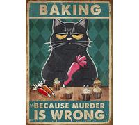 YAASIMOULE Affiche murale décoration d'intérieur drôle de chat noir avec cuisson parce que le meurtre est mal un tatoué 3