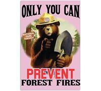 YAASIMOULE Affiche Ours Seul vous pouvez prévenir les incendies de forêt, décoration murale