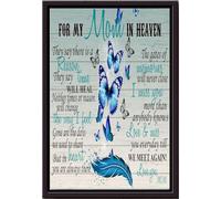 YAASIMOULE Affiche « Pour ma maman au ciel » - Décoration murale sur toile mate encadrée - Cadeau - Hommage aux papillons - Fête des mères