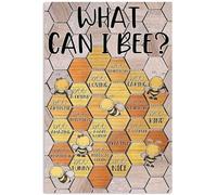 YAASIMOULE Affiche Que puis je abeille Jeu de mots amusant Ruche Graphique Étudiant Enfants Salle classe École d'étude Vintage Rétro