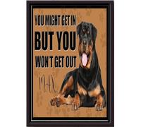 YAASIMOULE Affiche « Teckel : Tu peux entrer, mais tu ne sortiras pas » - Décoration murale animalière - Cadeau pour amoureux des chiens - Impression sur toile mate encadrée