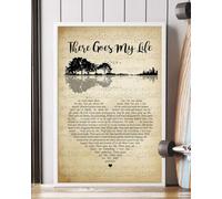 YAASIMOULE Affiche « There Goes My Life » avec paroles de la chanson guitare cœur portrait vintage art mural décoration d'intérieur