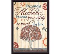 YAASIMOULE Affiche « Votre sécurité vaut mon temps » pour mécanicien, décoration murale, cadeau pour homme, fête des pères, mari, technicien, impression sur toile mate encadrée