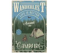 YAASIMOULE Affiche Wanderlust La vie est meilleure autour du feu de camp Camping Hobby Citation Blue Adventure Picnic Art mural Décoration intérieure
