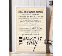 YAASIMOULE Affiche « You Make It Easy » (Paroles de la chanson) Version portrait : 2 Décoration murale d'intérieur