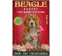 YAASIMOULE Beagle Bakery - Affiche « Je viens de te préparer quelque chose » - Décoration murale animalière - Cadeau pour les amoureux des chiens - Toile tendue sur châssis - Impression encadrée