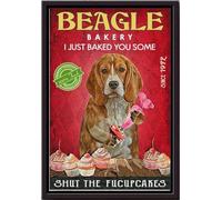 YAASIMOULE Beagle Bakery - Affiche « Je viens de te préparer quelque chose » - Décoration murale animalière - Cadeau pour les amoureux des chiens - Impression sur toile mate encadrée