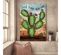 YAASIMOULE Cactus God says you are -Jesus Portrait Canvas Print Wall Art