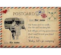 YAASIMOULE Carte postale Bébé, allons camper ! Affiche personnalisée, décoration murale, cadeau pour la Saint-Valentin, coup de cœur amoureux, impression sur toile encadrée, style galerie.