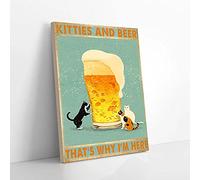 YAASIMOULE Chatons et bière, c'est pourquoi je suis là, chat amateur de bière, impressions sur toile, art mural