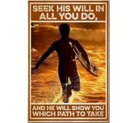 YAASIMOULE Cherchez sa volonté dans tout ce que vous faites et il vous montrera le chemin à suivre. Affiche de surf sur toile encadrée, idée cadeau.