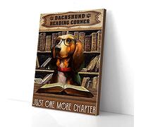 YAASIMOULE Coin lecture Livre Teckel Encore un chapitre Impressions sur toile Décoration murale