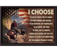 YAASIMOULE Cowboy Hunter - Affiche encadrée sur toile mate « Je choisis de vivre par choix et non par hasard »