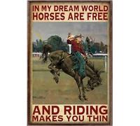YAASIMOULE Cowgirl dans mon monde de rêve, l'équitation fait maigrir, affiche humoristique sur les chevaux