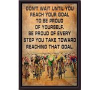 YAASIMOULE Cyclisme : N'attendez pas d'atteindre votre objectif - Affiche encadrée sur toile mate