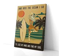 YAASIMOULE Dans l'océan, je perds la tête, je retrouve mon âme, impressions sur toile de surf, art mural