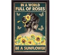 YAASIMOULE Dans un monde plein de roses, sois la fille tournesol - Affiche encadrée sur toile mate