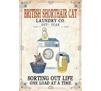 YAASIMOULE Décoration murale, Décoration d'intérieur, Décoration de chambre British Short Hair Cat Laundry Company