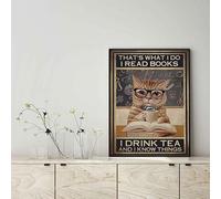 YAASIMOULE Décoration murale, Décoration d'intérieur, Décoration de chambre Chat C'est ce que je fais Je lis des livres Je bois du thé Et je sais des choses