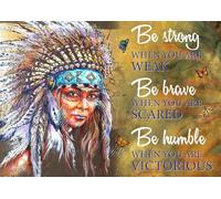 YAASIMOULE Décoration murale d'intérieur de chambre Amérindien Soyez fort courageux humble Belle fille Photographie la vie sauvage