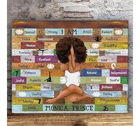 YAASIMOULE Décoration murale d'intérieur de chambre Personnaliser Femme afro américaine Je suis une fille noire Nom personnalisé Yoga