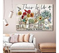 YAASIMOULE Décoration murale d'intérieur de chambre Personnaliser Jardin et oiseaux Couple C'est nous Un peu folie Beaucoup d'amour