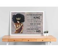 YAASIMOULE Décoration murale d'intérieur de chambre. Reine noire priant : « Je suis la fille du roi qui n'est pas émue par le monde pour mon Dieu » HH2108