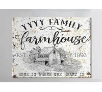 YAASIMOULE Décoration murale d'intérieur de pièce Nom et année personnalisés La maison est là où se trouve le cœur FarmhouseHome