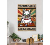 YAASIMOULE Décoration murale Skitongift, décoration d'intérieur, décoration de chambre Techniquement, l'alcool est une solution, un chat mignon chimiste