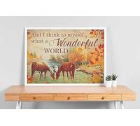 YAASIMOULE Décoration murale Skitongift, décoration d'intérieur, décoration de salle, joli couple de chevaux, vue sur la rivière, quel monde merveilleux, paysage paisible, horizontal