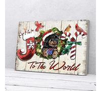 YAASIMOULE Décoration murale sur toile représentant un Rottweiler de Noël, Joy To The World