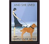 YAASIMOULE Golden Retriever et ils vécurent heureux pour toujours - Affiche encadrée sur toile mate