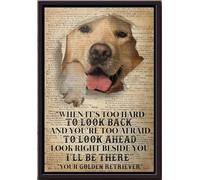 YAASIMOULE Golden Retriever - Quand il est trop difficile de regarder en arrière et que tu as peur devant toi, je serai là - Affiche encadrée sur toile mate