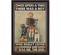 YAASIMOULE Il était une fois quelqu'un qui aimait vraiment les accordéons et les chiens - Affiche encadrée sur toile mate