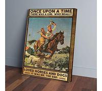 YAASIMOULE Il était une fois une fille qui aimait vraiment les chevaux et les chiens, impressions sur toile, art mural