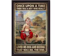 YAASIMOULE Il y avait un homme qui aimait vraiment son chien et la boxe. Affiche encadrée sur toile mate.