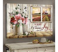 YAASIMOULE Impression sur toile paysage avec roses du jardin de Jésus Aujourd'hui, je choisis la joie Art mural