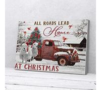 YAASIMOULE Impressions sur toile « All Roads Lead Home » de moutons de Noël, décoration murale