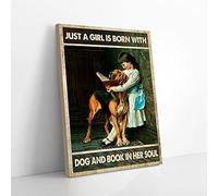 YAASIMOULE Impressions sur toile « Just A Girl Is Born With Dog And Book In Her Soul » (Une fille est née avec un chien et un livre dans son âme)