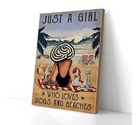 YAASIMOULE Impressions sur toile « Juste une fille qui aimait vraiment les chiens et la plage » Décoration murale
