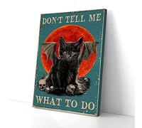 YAASIMOULE Impressions sur toile « Ne me dites pas quoi faire » de chauve-souris et chat noir, décoration murale
