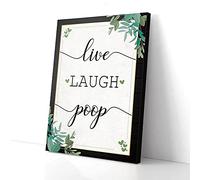 YAASIMOULE Impressions sur toile pour salle de bain « Vivre, rire, caca »