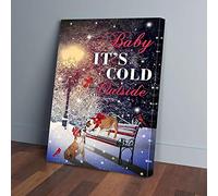 YAASIMOULE Impressions sur toile représentant un chien boxer et un bébé de Noël. Il fait froid dehors.