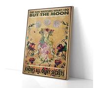 YAASIMOULE Impressions sur toile « The Moon Know All My Secret Girl » Yoga, décoration murale