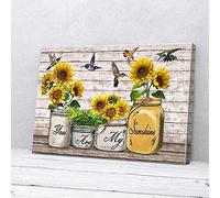 YAASIMOULE Impressions sur toile « Tu es mon soleil » Tournesols Colibri Décoration murale