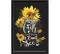 YAASIMOULE Je marcherai par la foi même quand je ne vois pas - Affiche décorative nature - Cadeau pour jardinier, amoureux des libellules et des tournesols - Impression sur toile mate encadrée
