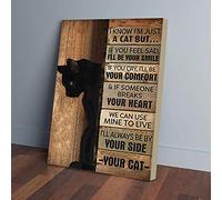 YAASIMOULE Je sais que je ne suis qu'un chat, mais je serai toujours à tes côtés. Impressions sur toile de chat noir. Art mural.