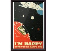 YAASIMOULE Je suis heureux, j'espère que tu l'es aussi. Affiche encadrée sur toile mate.